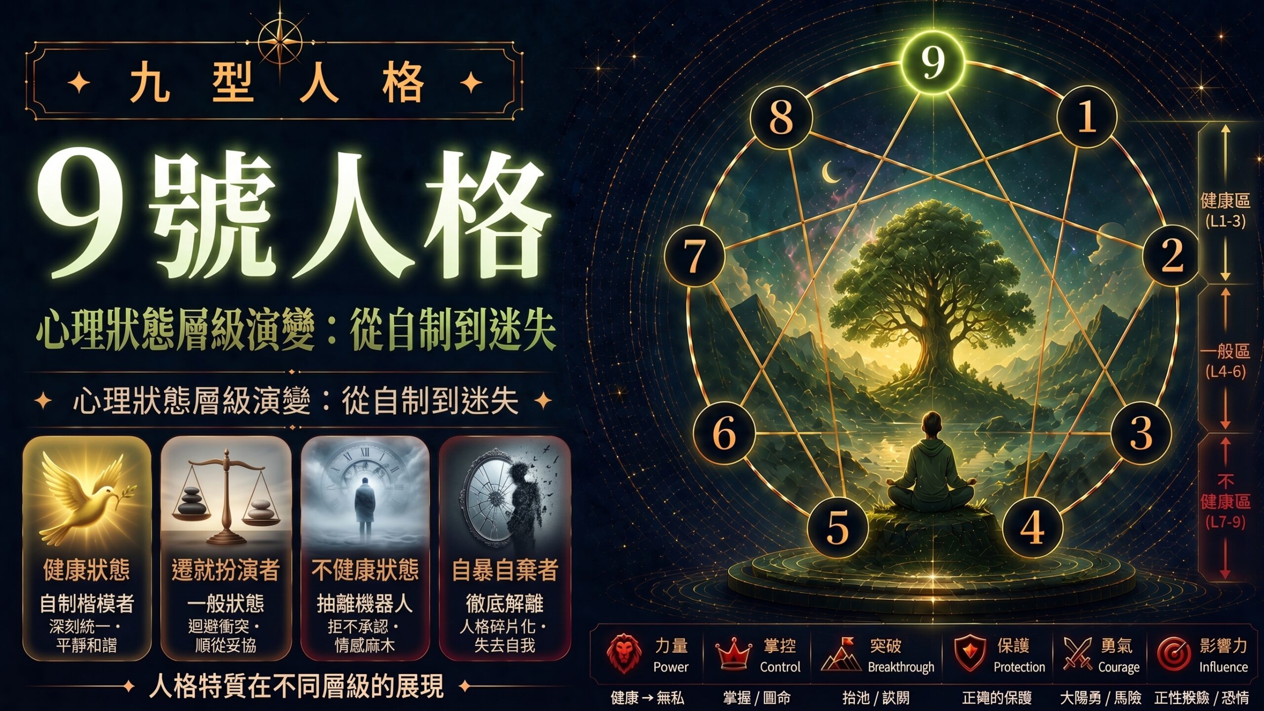 九型人格第9型(和平者)性格狀態層級圖