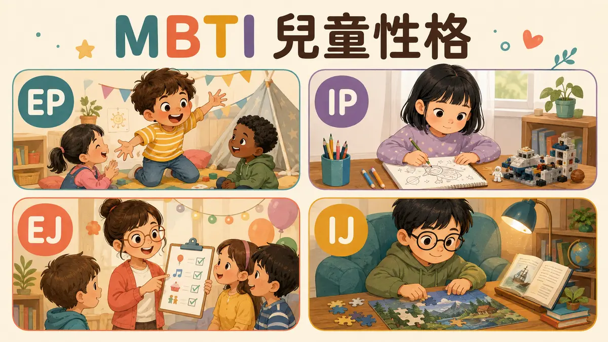 MBTI兒童性格的EP、IP、EJ及IJ四種成長傾向