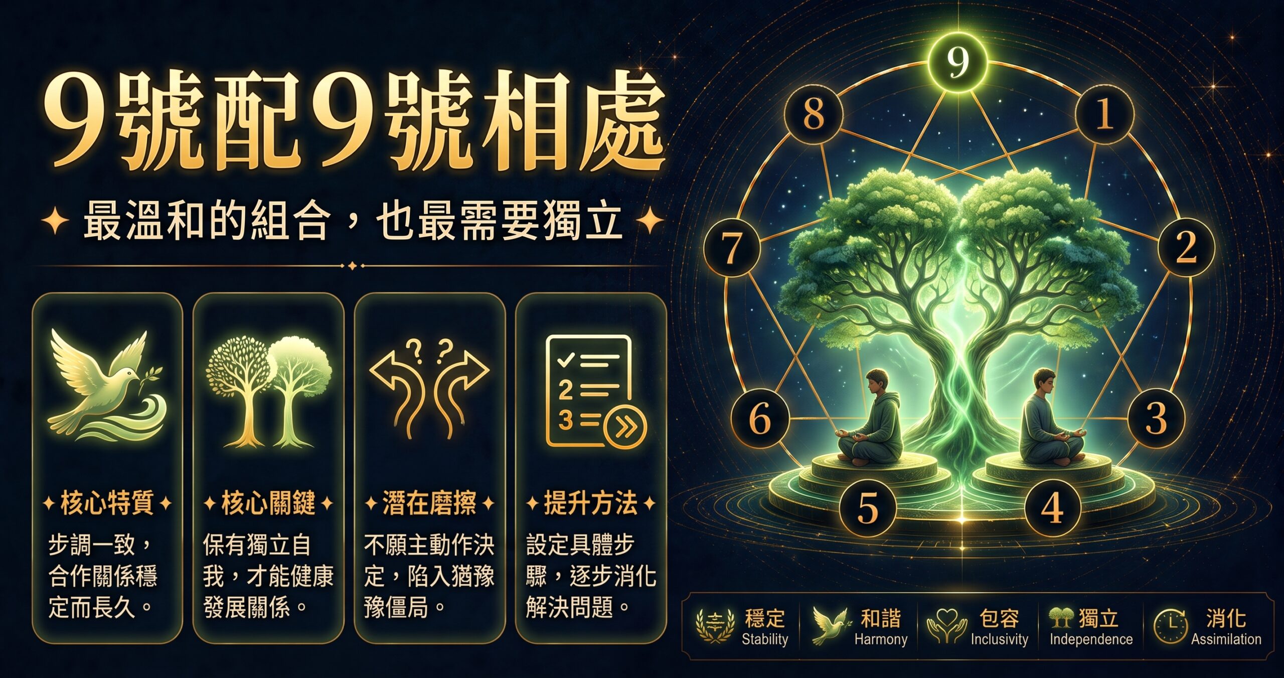 九型人格兩個9號相處插圖